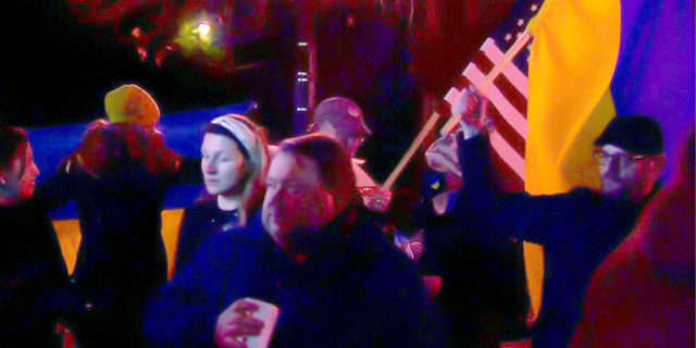 Protesters in Washington, D.C. have gathered at the Russian embassy to protest the country's invasion of Ukraine on early Thursday morning.