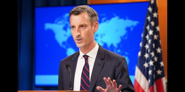 U.S. State Department spokesman Ned Price holds a press briefing on Afghanistan at the State Department in Washington, DC, Aug. 16, 2021.