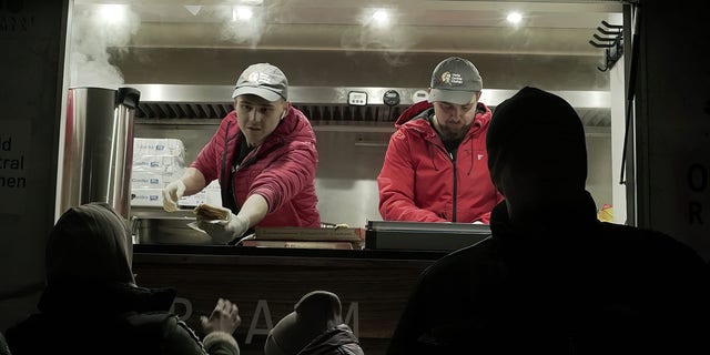 World Central Kitchen giving hot meals to Ukrainians fleeing their homeland. 