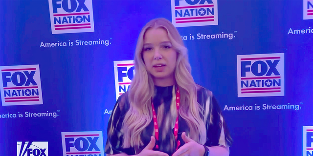 Ten young people, including this woman, spoke to Fox News Digital during CPAC 2022 in Orlando, Fla., about what they love most about America. 