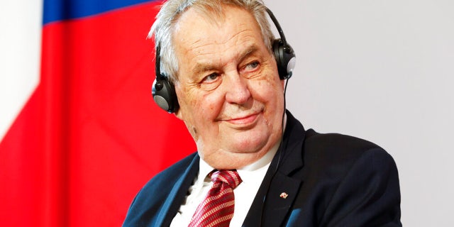 FILE: President of the Czech Republic Milos Zeman addresses the media during a joint press conference after their meeting at the Hofburg palace with the Austrian President Alexander Van der Bellen in Vienna, Austria, June 10, 2021.