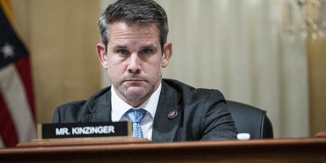 Rep. Adam Kinzinger, a Republican from Illinois, listens during a business meeting of the Select Committee to Investigate the January 6th Attack on the U.S. Capitol in Washington, D.C., Tuesday, Oct. 19, 2021. 