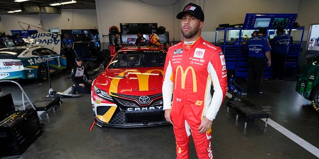 Bubba Wallace in the garage. 