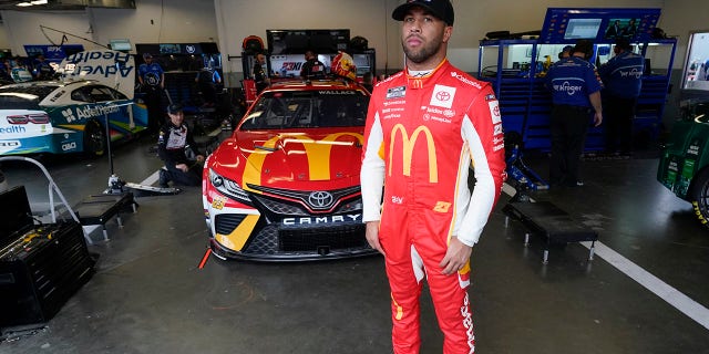 Bubba Wallace in the garage. 