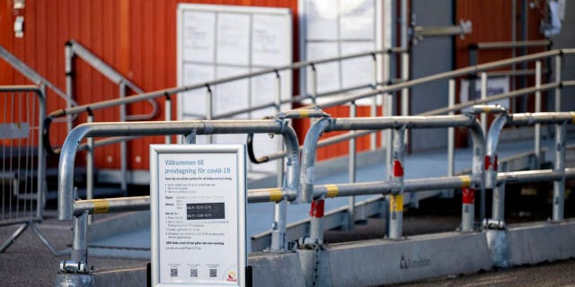 A view of an empty COVID-19 testing center in Rosengard, Malmoe, Sweden, Tuesday, Feb. 8, 2022.