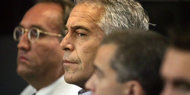 Jeffrey Epstein (1953-2019) appears in court in West Palm Beach, Florida, July 30, 2008. Epstein was convicted of running a child prostitution rang, reportedly catering to high-profile global figures.
