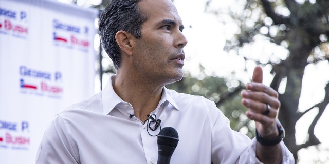 George P. Bush, Republican candidate for Texas attorney general, speaks during a campaign event in Lakeway, Texas, U.S., on Thursday, Feb. 10, 2022.