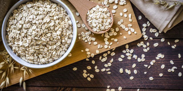 Oats are a species of cereal grain and used in various baked foods.