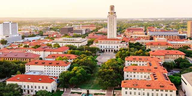 An aerial view of the University of Texas 