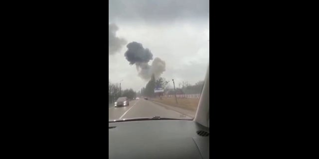 A screenshot from a video taken on the ground in Ukraine late this week and sent to Fox News Digital. The people in the car who took the video began praying for their fellow citizens and for their country when they saw these scenes of devastation.