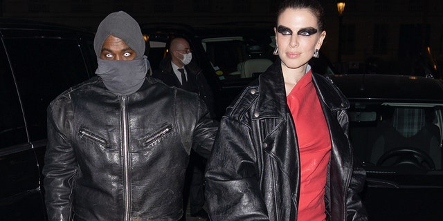 Ye and Julia Fox are seen on January 23, 2022 in Paris, France.