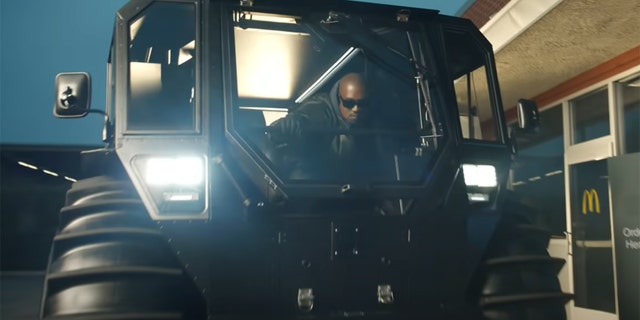 Kanye West drove his Sherp through a McDonald's drive-thru in a Super Bowl commercial.