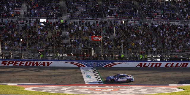 Larson won the Auto Club 400 ahead of Austin Dillon in second place.