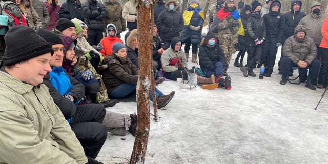 Ukrainian civilian military training outside Kyiv in January 2022.