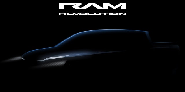 A teaser image of the Ram 1500 BEV suggests it will have a conventional pickup shape.