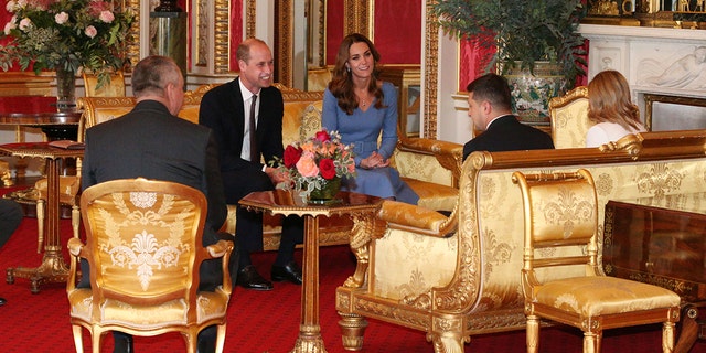 The Duke and Duchess of Cambridge met Volodymyr Zelenskyy and first lady Olena Zelenska at Buckingham Palace on Oct. 7, 2020. 