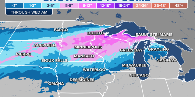 Expected snowfall totals for this week.