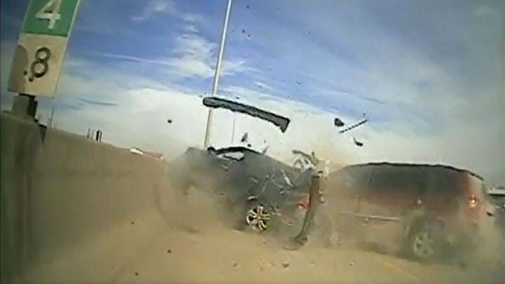 Colorado driver smashes into car, nearly hits trooper during traffic stop: Dashcam video
