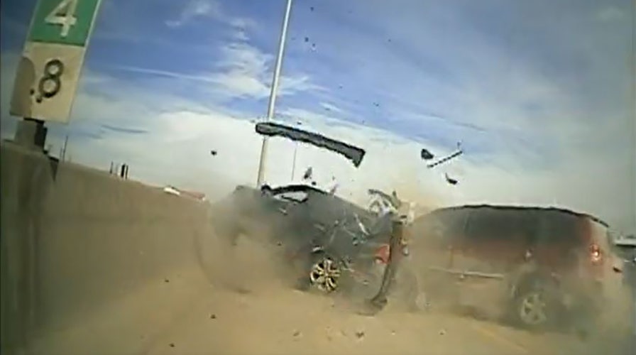 Colorado driver smashes into car, nearly hits trooper during traffic stop: Dashcam video