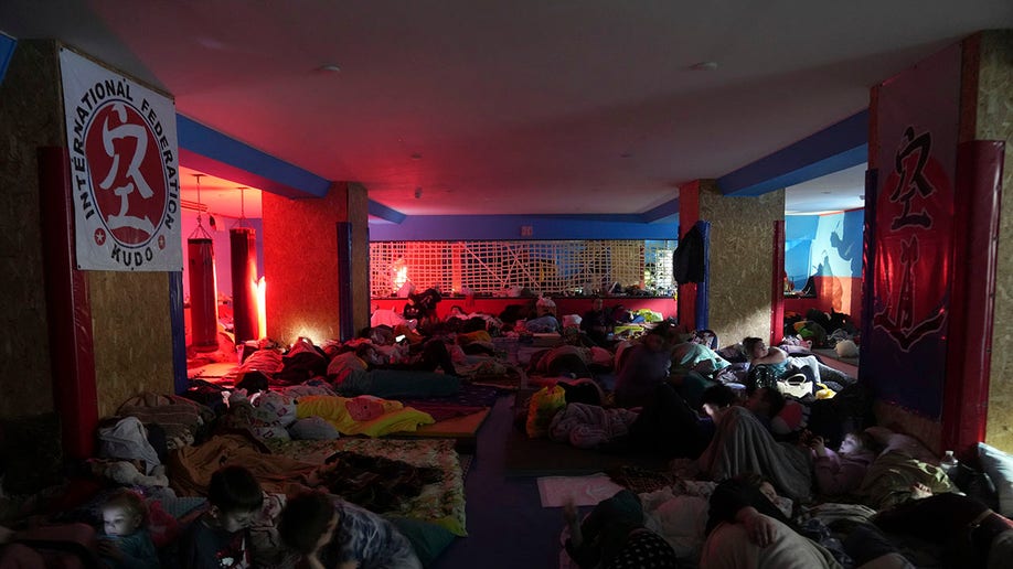 Ukraine residents sleeping on the floor