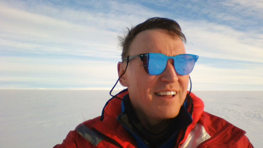 Environmental scientist David Holland on Dotson Ice Shelf in Antarctica