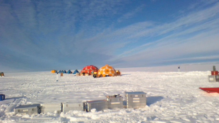 David Holland tents on Dotson Ice Shelf in Antarctica 
