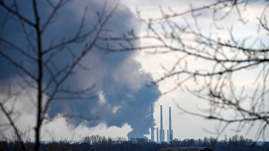 Smoke following Russian invasion into Ukraine