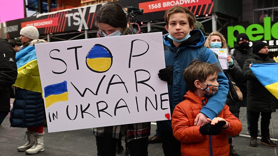 People protesting Putin around the world