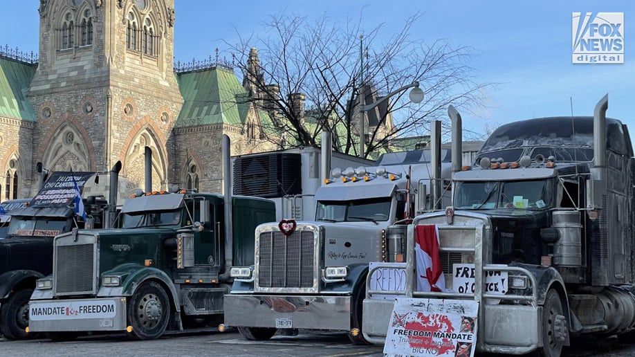 Truckers stage a protest in Canada.