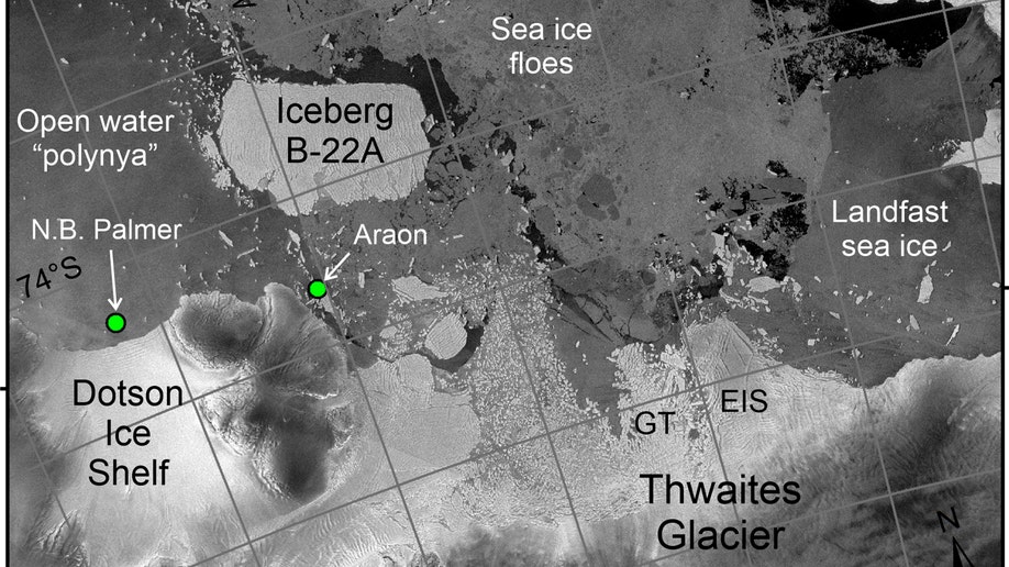 2022 satellite image Thwaites Glacier from the European Space Agency