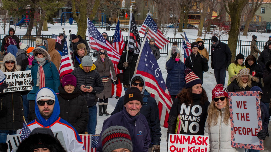 Protesters gather at the Buffalo Peace Bridge near the U.S and Canada border.