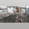 Damaged building is seen in Donetsk's Petrovskaya, which is under control of pro-Russian separatists, as Russian attacks continue in Ukraine on February 28, 2022.