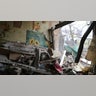 Damaged building is seen in Donetsk's Petrovskaya, which is under control of pro-Russian separatists, as Russian attacks continue in Ukraine on February 28, 2022.