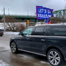 Freedom Convoy protesters gather near the Buffalo Peace Bridge.