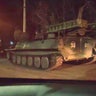 Russian military tanks and armored vehicles advance in Donetsk, Ukraine on February 24, 2022.