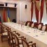 The venue of the forthcoming talks between Russian and Ukrainian delegations is seen, in Rumyantsev-Paskevich Residence in Gomel, Belarus February 28, 2022.  Sergei Kholodilin/BelTA/Handout via REUTERS 
