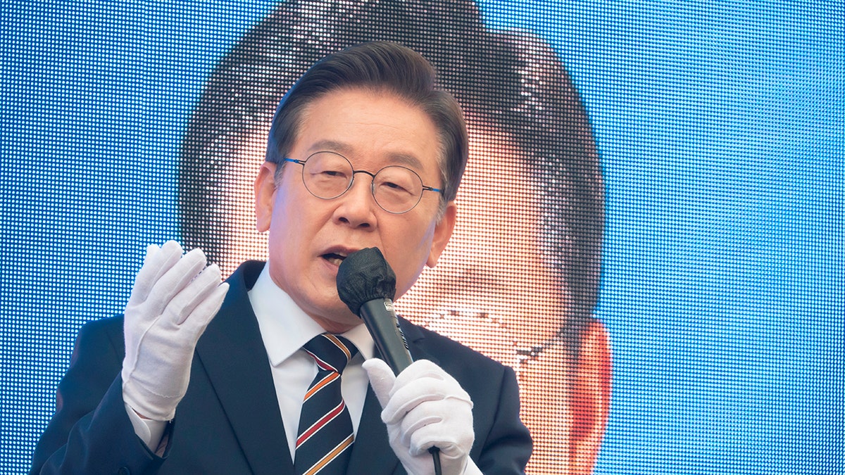 Ruling Democratic Party of Korea presidential candidate Lee Jae-Myung participates in his campaign in Seoul, South Korea, March 8, 2022.