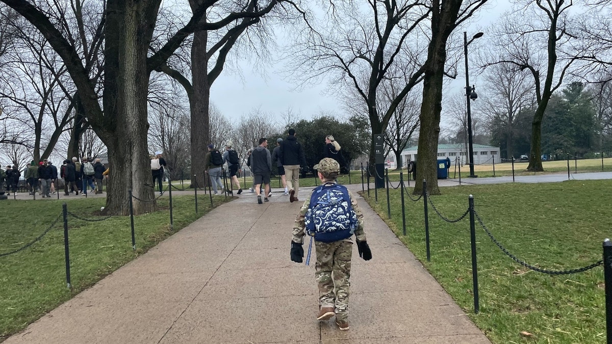 Boy marches at the Global War on Terrorism Memorial Foundation's first annual "Ruck the Reserve" event (Credit: Fox News/ Audrey Conklin)