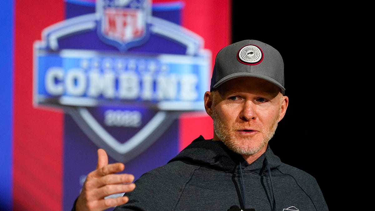 Buffalo Bills head coach Sean McDermott speaks during a press conference at the NFL football scouting combine in Indianapolis, Tuesday, March 1, 2022.