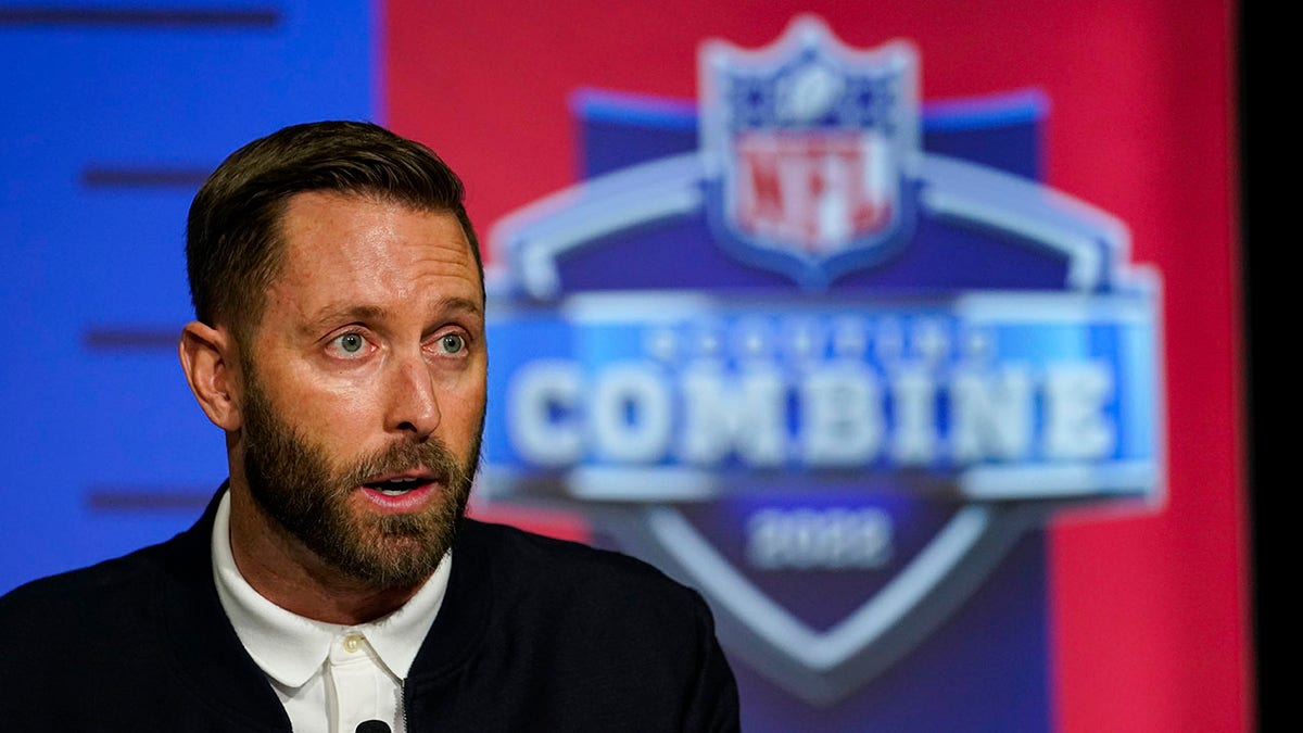 Arizona Cardinals head coach Kliff Kingsbury speaks during a press conference at the NFL football scouting combine in Indianapolis, Tuesday, March 1, 2022.