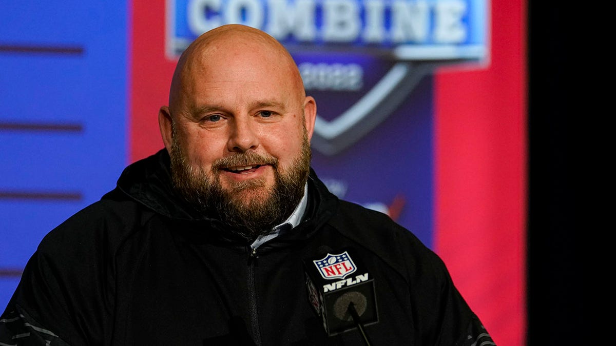 New York Giants head coach Brian Daboll speaks during a press conference at the NFL football scouting combine in Indianapolis, Tuesday, March 1, 2022.