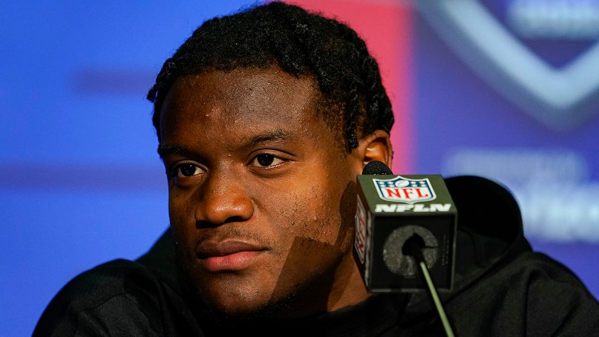 Michigan State running back Kenny Walker III speaks during a press conference at the NFL football scouting combine in Indianapolis, Thursday, March 3, 2022.