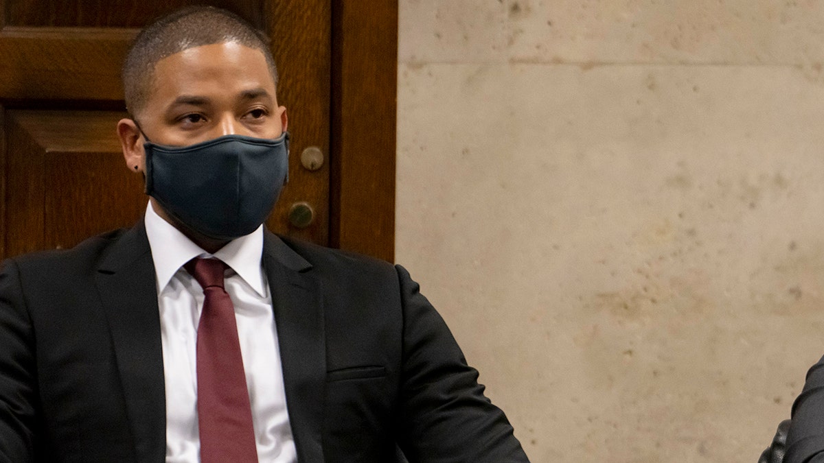Actor Jussie Smollett appears at his sentencing hearing at the Leighton Criminal Court Building, Thursday, March 10, 2022, in Chicago.