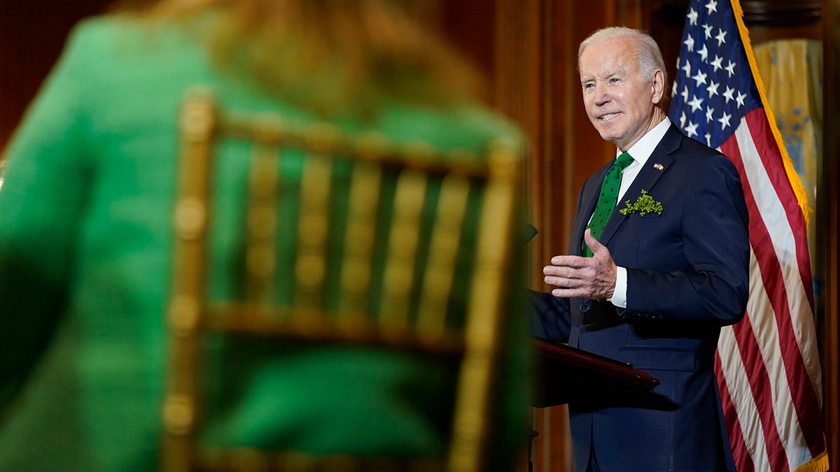 President Joe Biden speaks at the annual Friends of Ireland luncheon on Capitol Hill in Washington, Thursday, March 17, 2022.