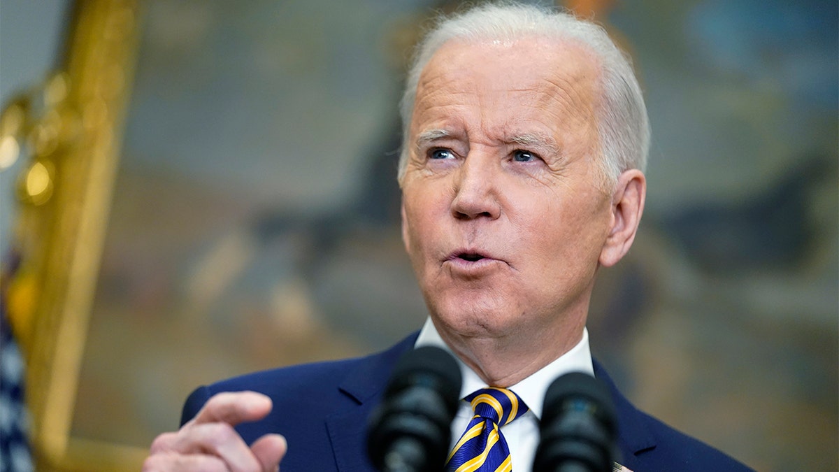 President Biden announces a ban on Russian oil imports, toughening the toll on Russia's economy in retaliation for its invasion of Ukraine, Tuesday, March 8, 2022, in the Roosevelt Room at the White House in Washington. (AP Photo/Andrew Harnik)