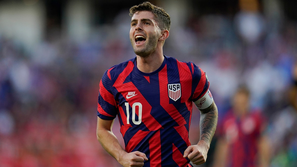 United States' Christian Pulisic reacts during the first half of a FIFA World Cup qualifying soccer match against Panama, Sunday, March 27, 2022, in Orlando, Fla.
