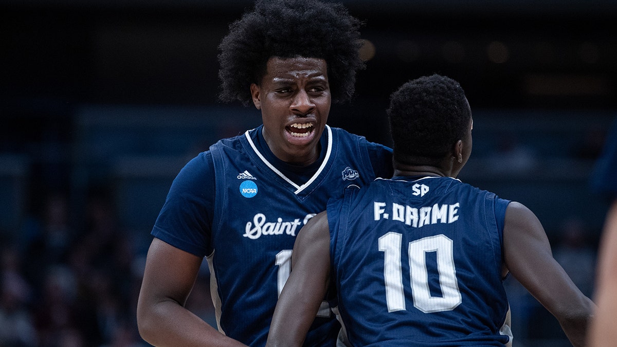 Saint Peter's Peacocks forwards Clarence Rupert and Fousseyni Drame