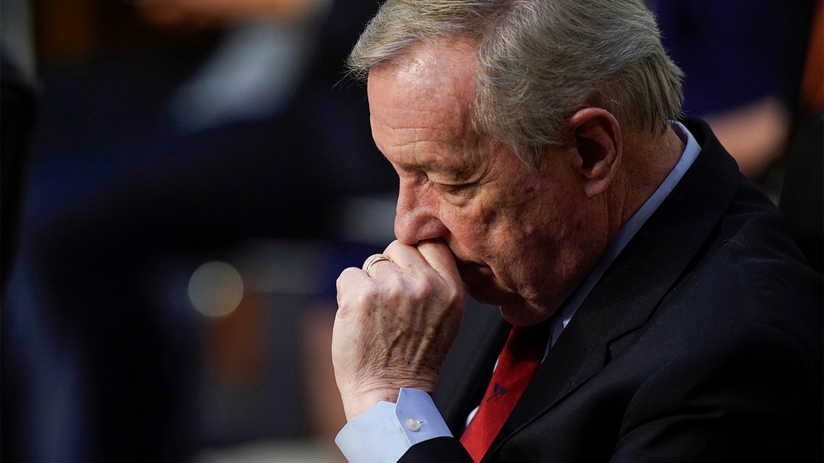 Sen. Dick Durbin, D-Ill., chairman of the Senate Judiciary Committee pauses during Supreme Court nominee Judge Ketanji Brown Jackson's confirmation hearing before the Senate Judiciary Committee Tuesday, March 22, 2022, on Capitol Hill in Washington. (AP Photo/Carolyn Kaster)