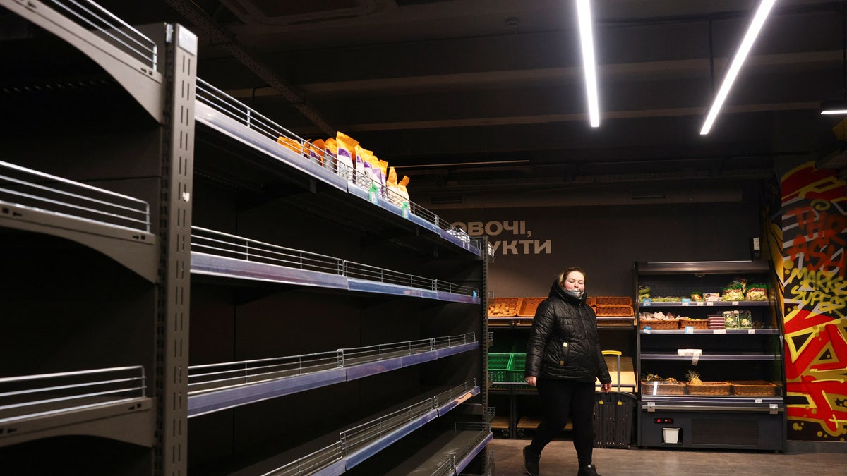 empty supermarket shelves in Ukraine