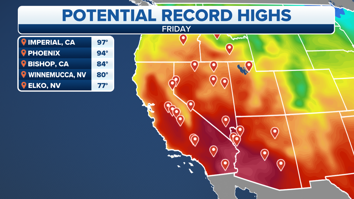Friday potential record highs